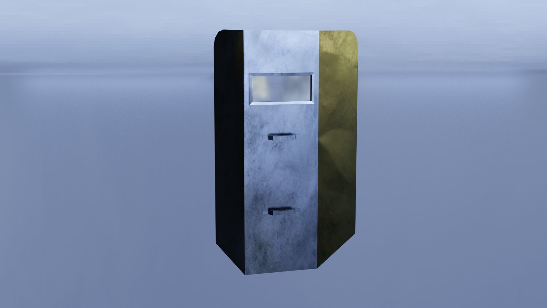Shield metal tower with sky behind it Low-poly 3D model_7
