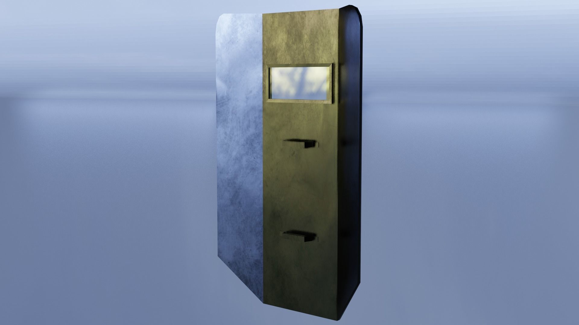 Shield metal tower with sky behind it Low-poly 3D model_15