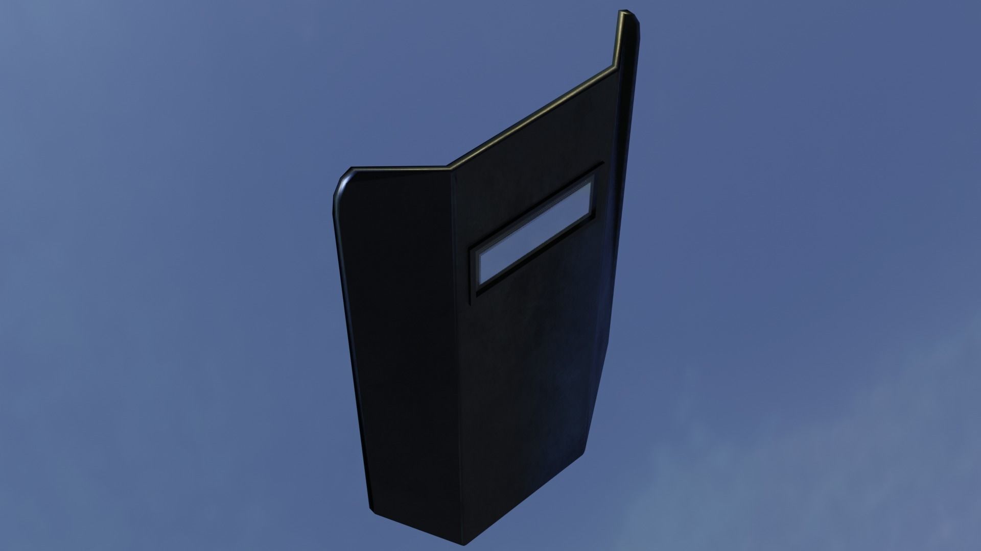 Shield metal tower with sky behind it Low-poly 3D model_12