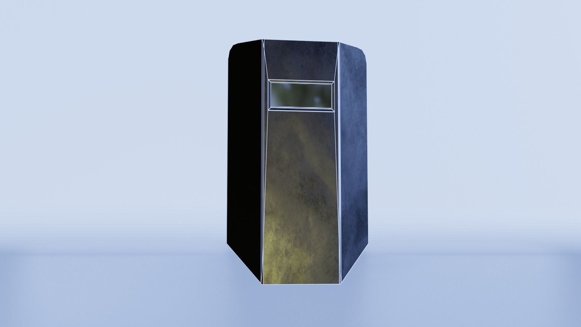 Shield metal tower with sky behind it Low-poly 3D model_22