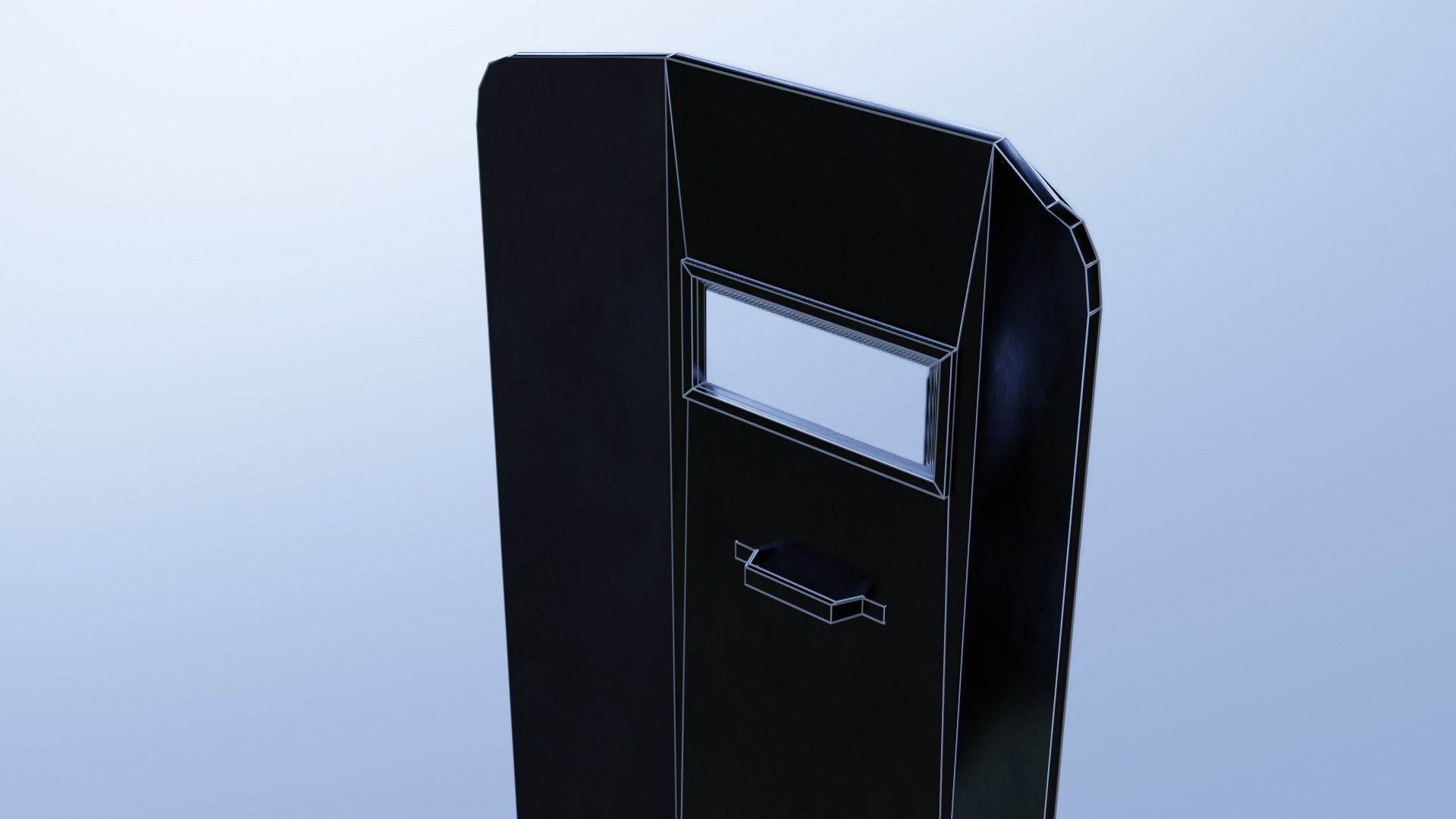 Shield metal tower with sky behind it Low-poly 3D model_25