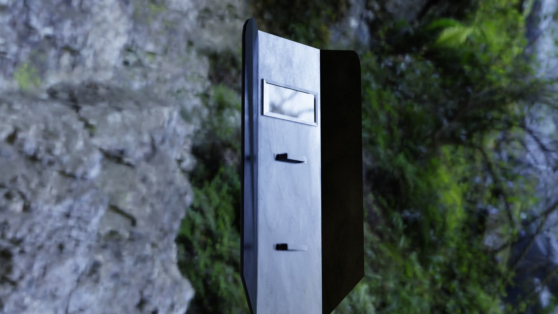 Shield metal tower with sky behind it Low-poly 3D model_20