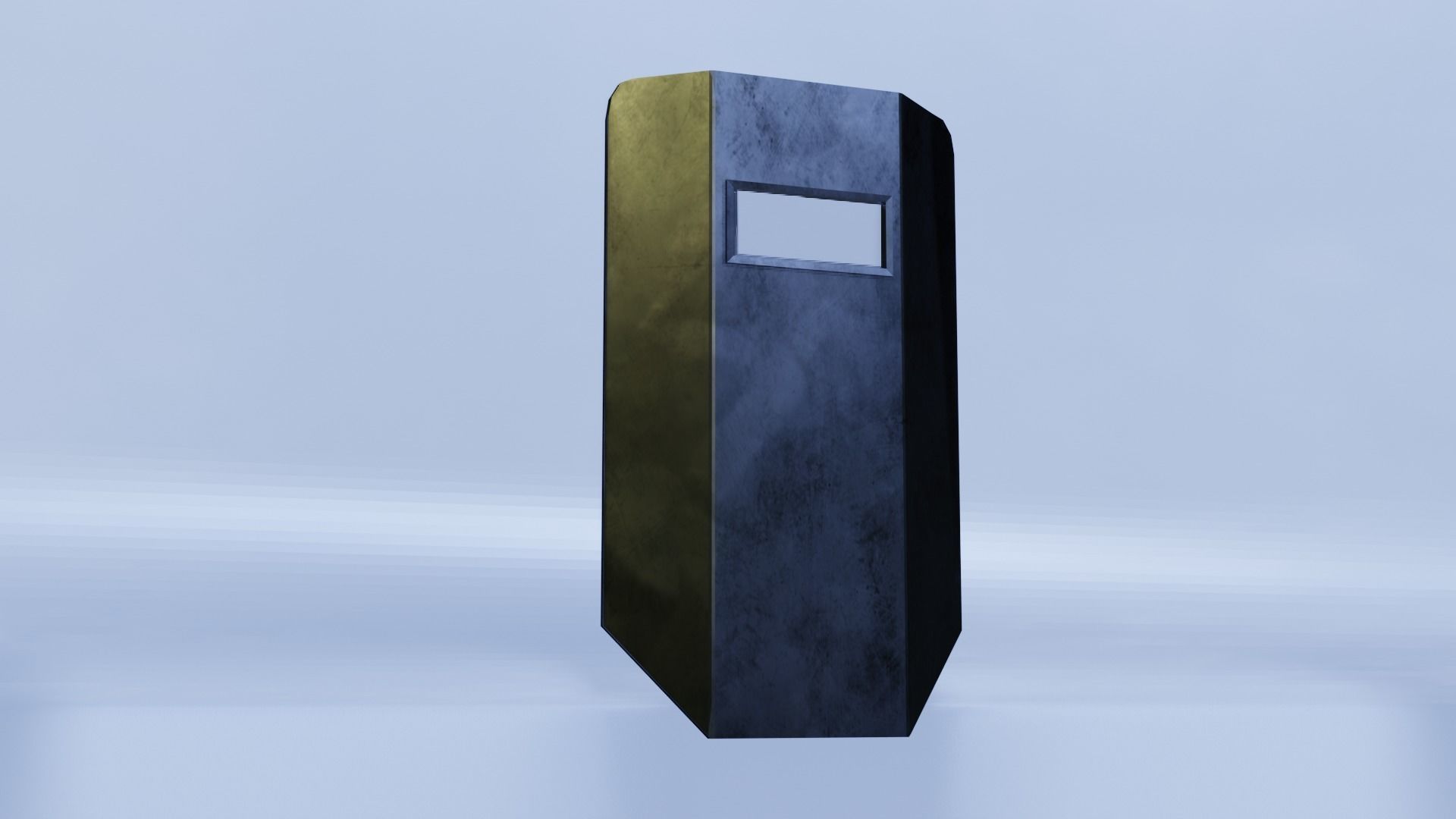 Shield metal tower with sky behind it Low-poly 3D model_3