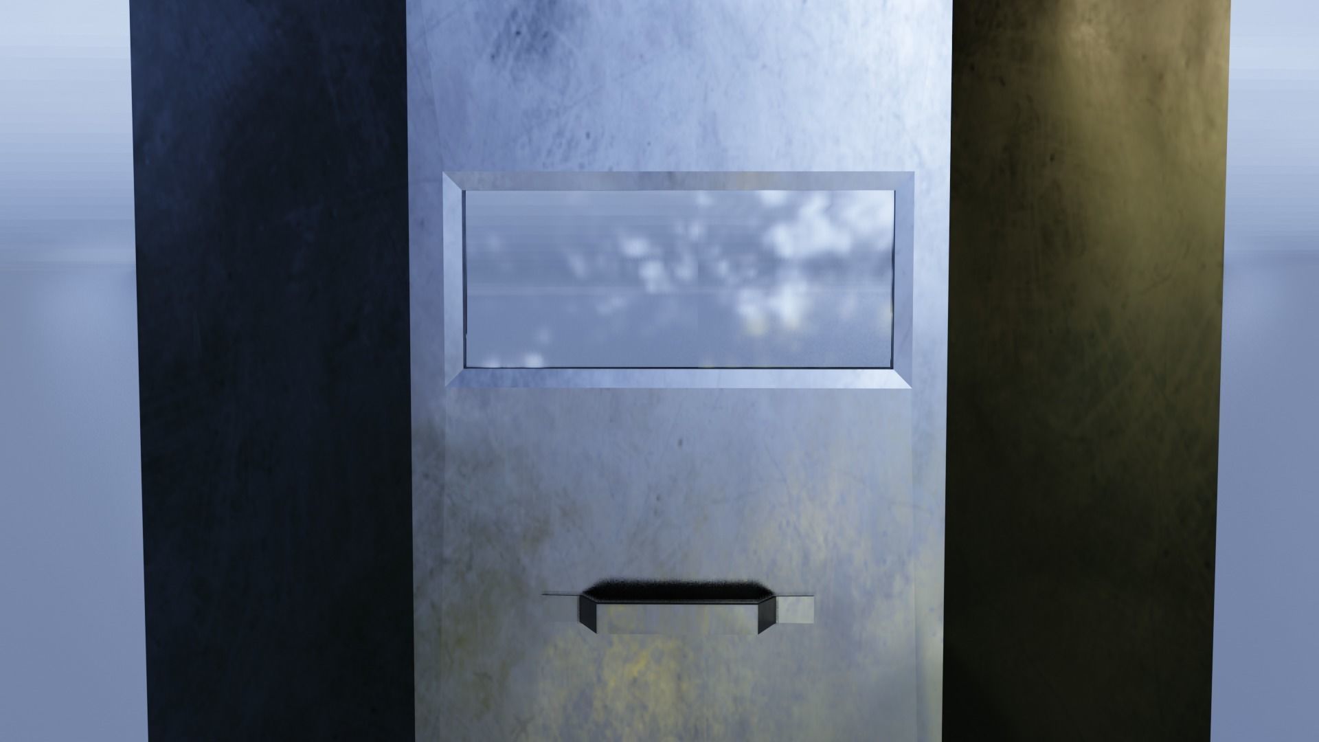 Shield metal tower with sky behind it Low-poly 3D model_10