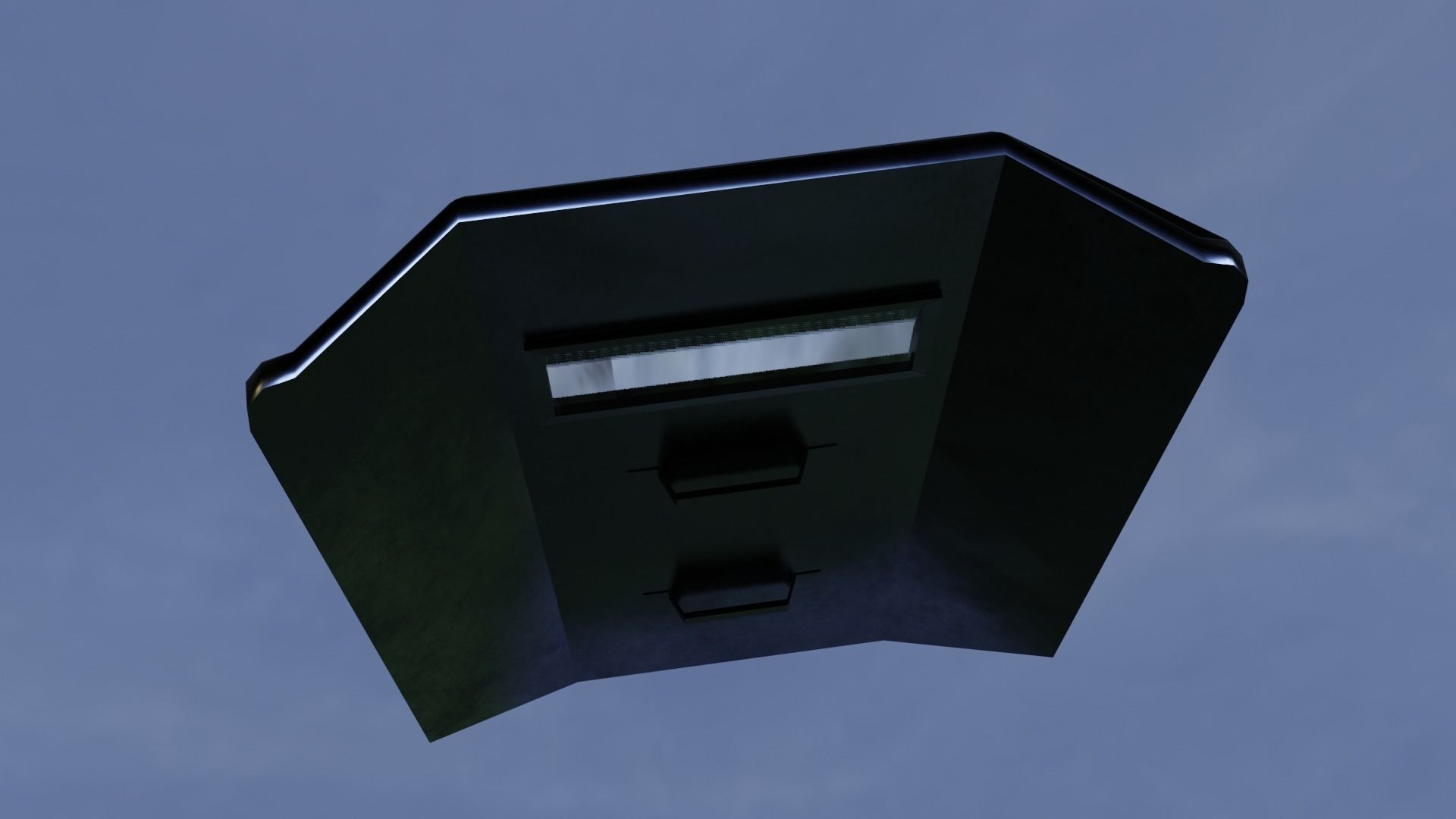 Shield metal tower with sky behind it Low-poly 3D model_11