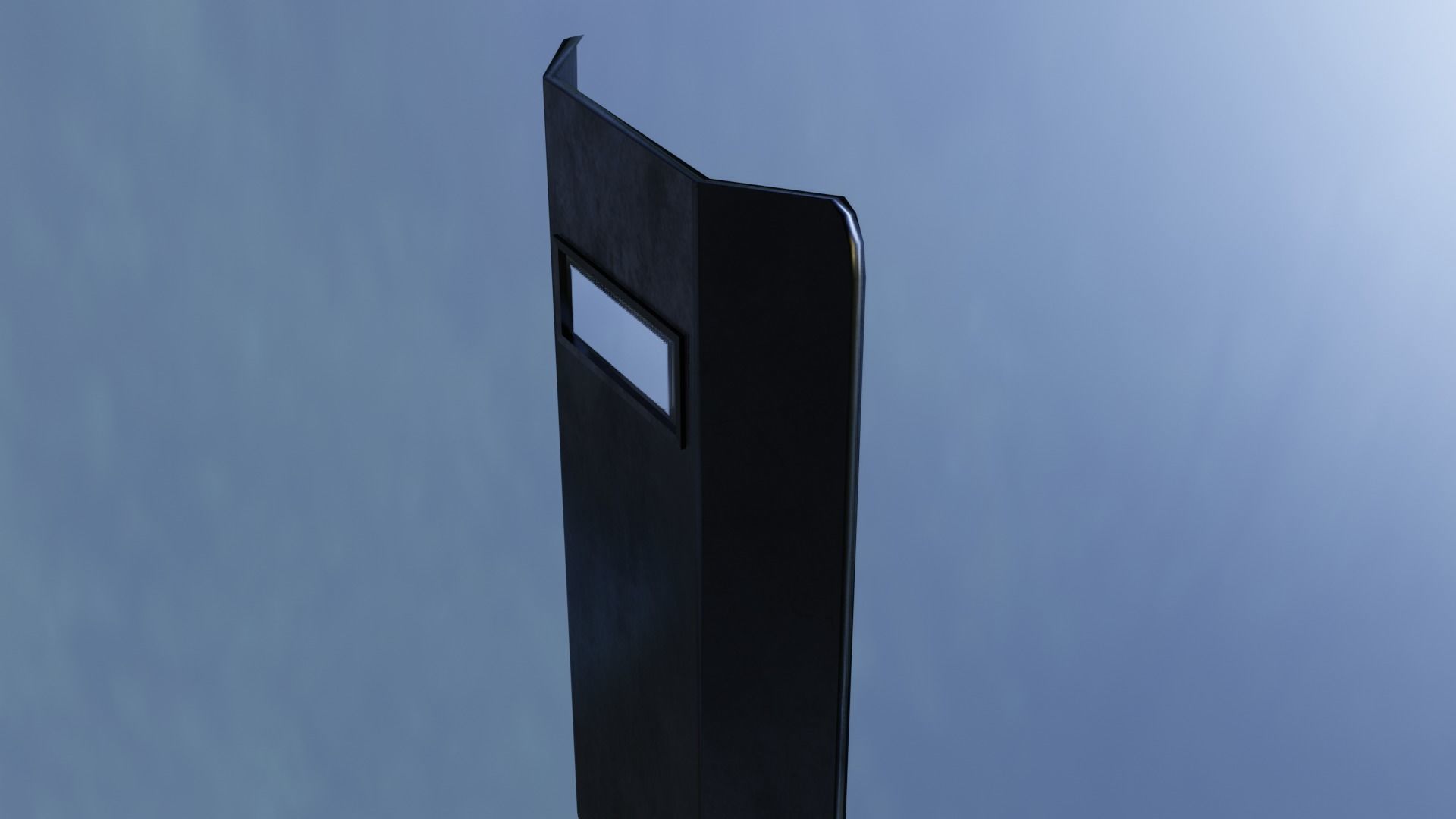 Shield metal tower with sky behind it Low-poly 3D model_13