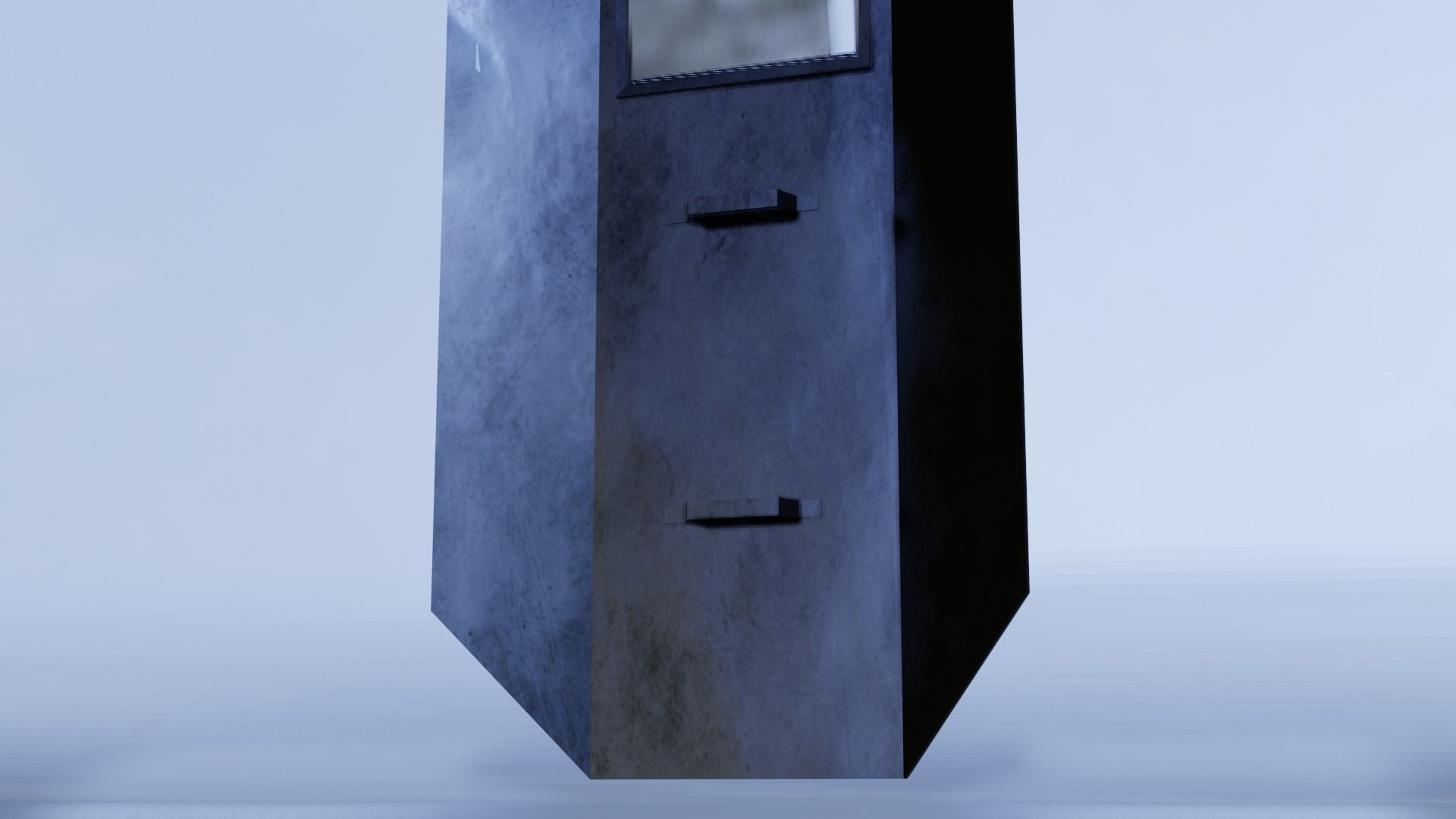 Shield metal tower with sky behind it Low-poly 3D model_9