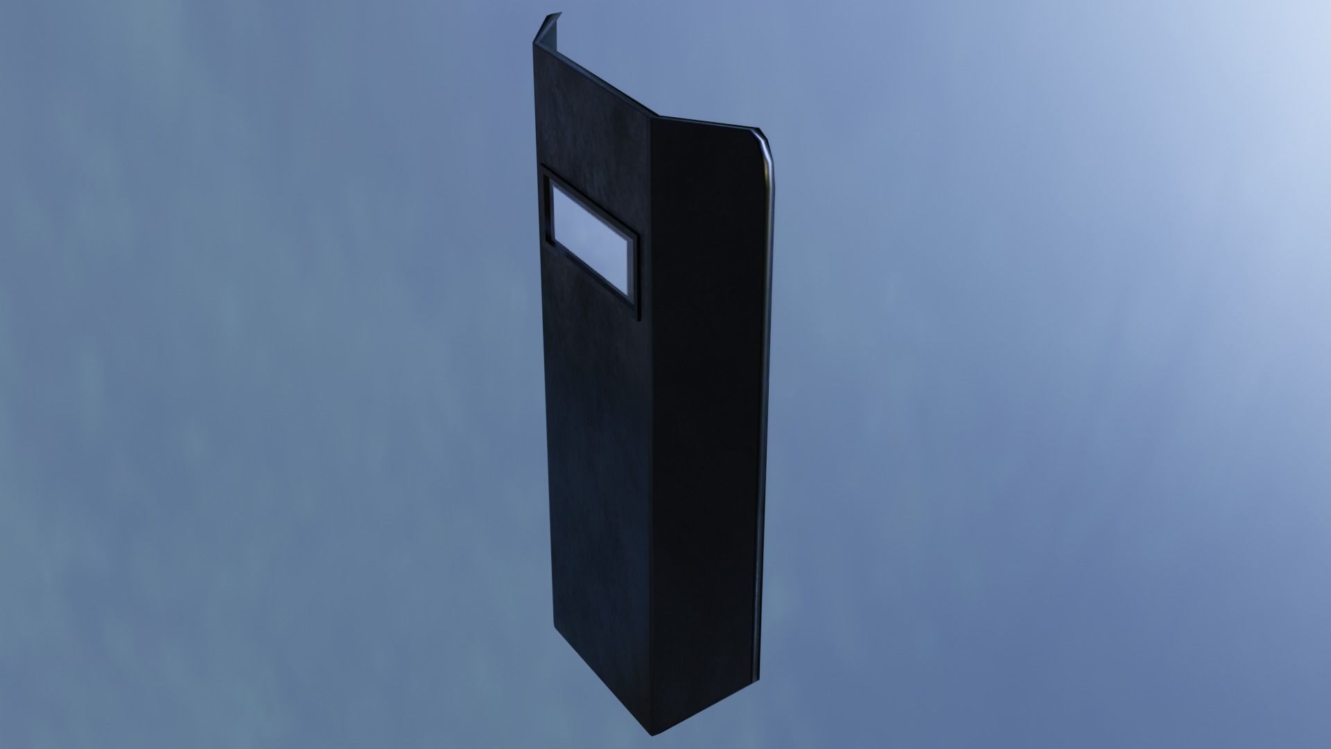 Shield metal tower with sky behind it Low-poly 3D model_14