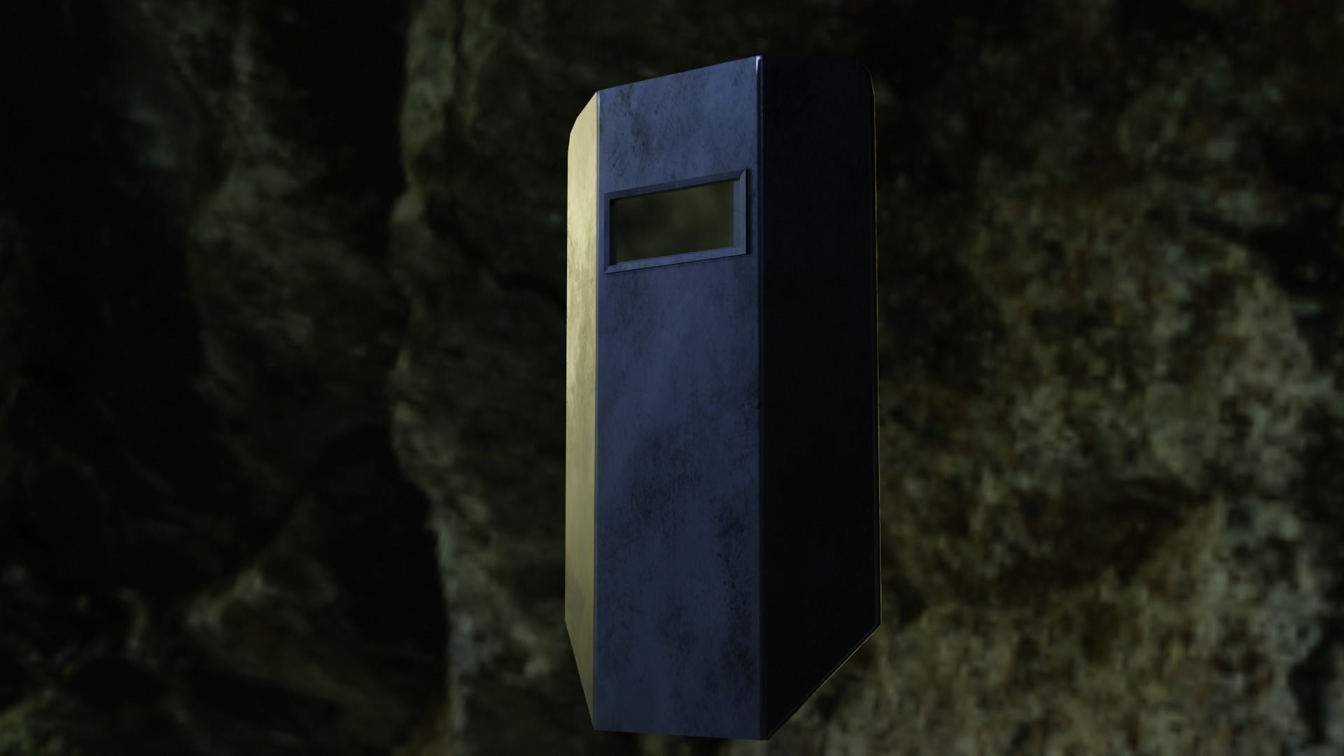 Shield metal tower with sky behind it Low-poly 3D model_16