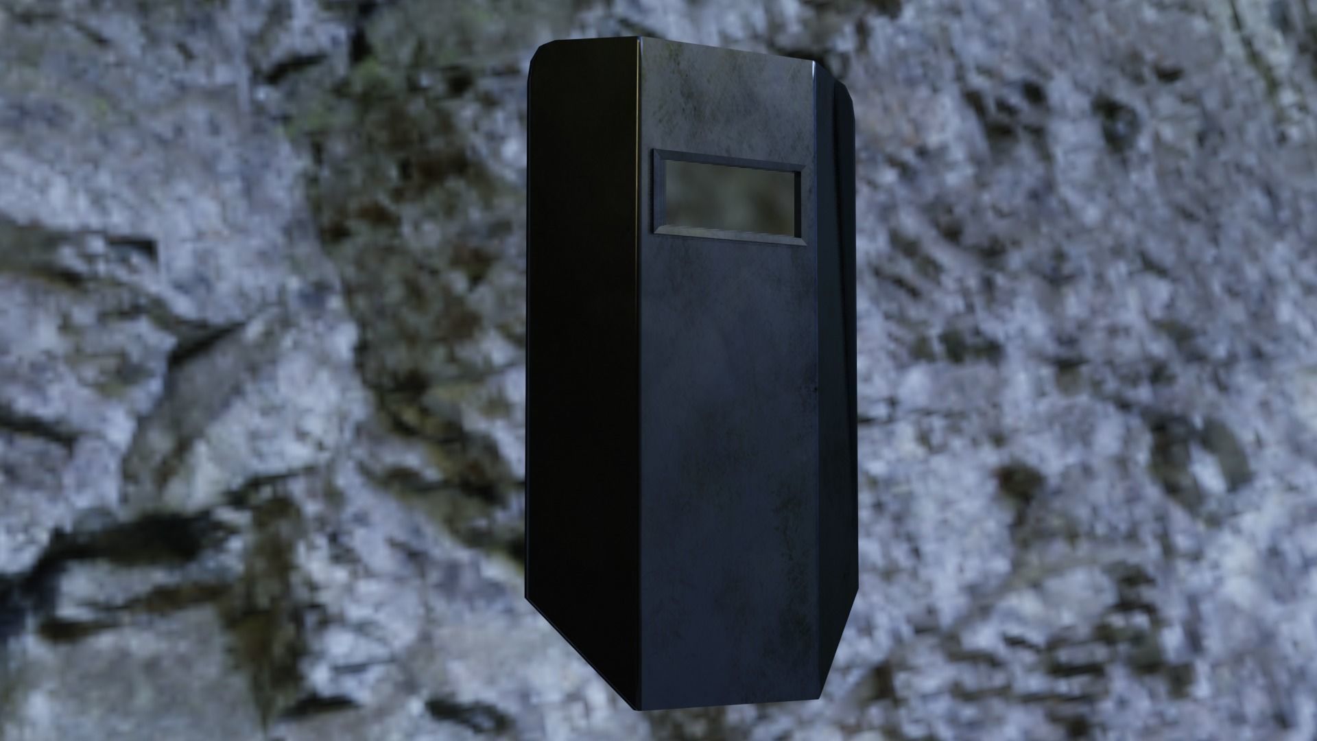 Shield metal tower with sky behind it Low-poly 3D model_21