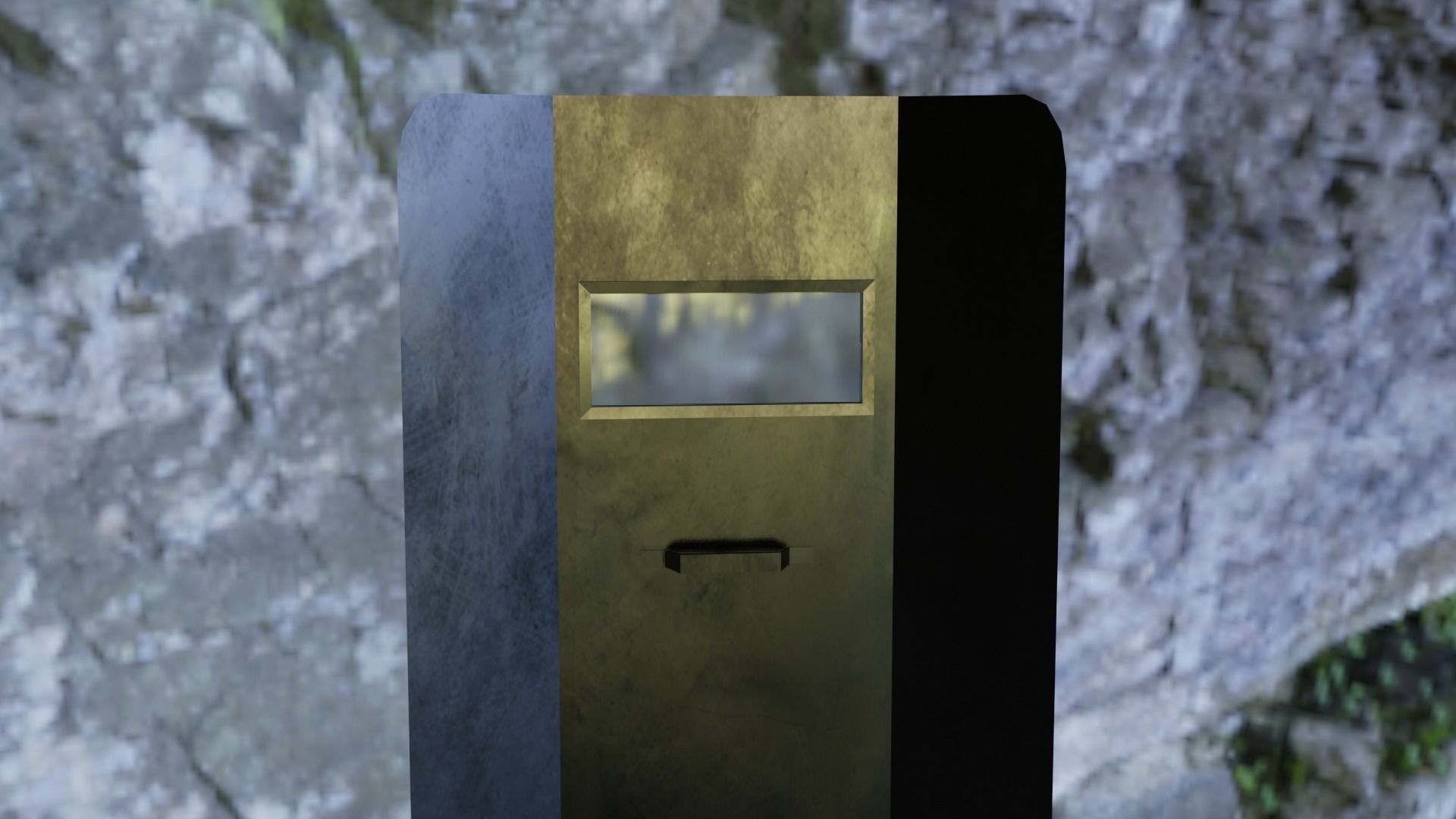 Shield metal tower with sky behind it Low-poly 3D model_19