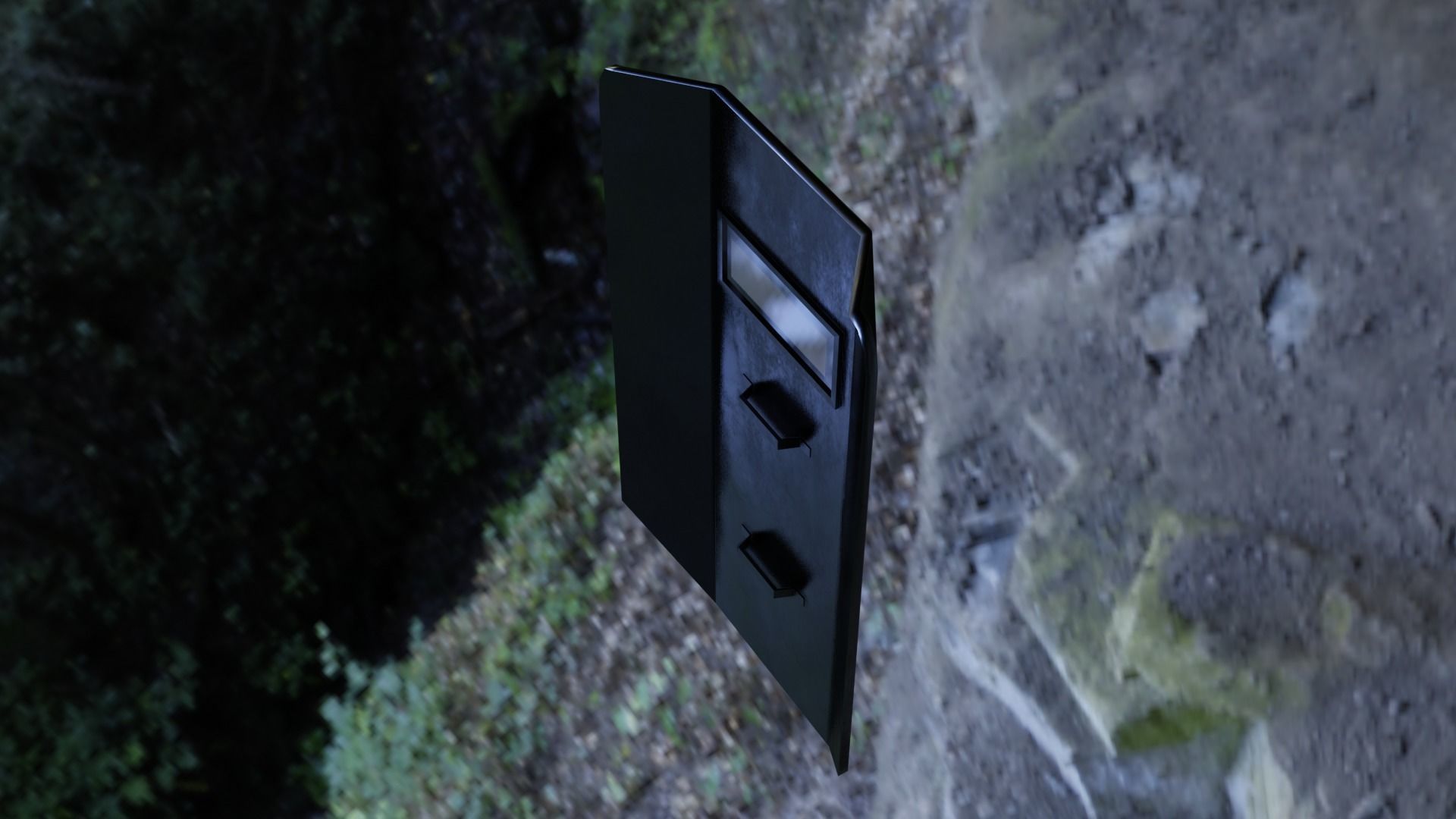 Shield metal tower with sky behind it Low-poly 3D model_18