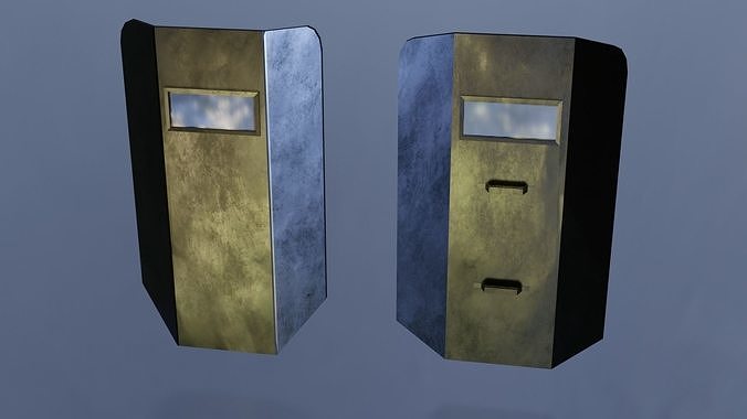 Shield metal tower with sky behind it Low-poly 3D model