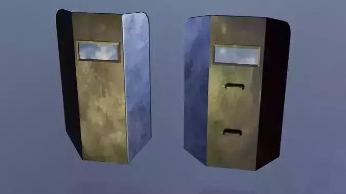 Shield metal tower with sky behind it Low-poly 3D model