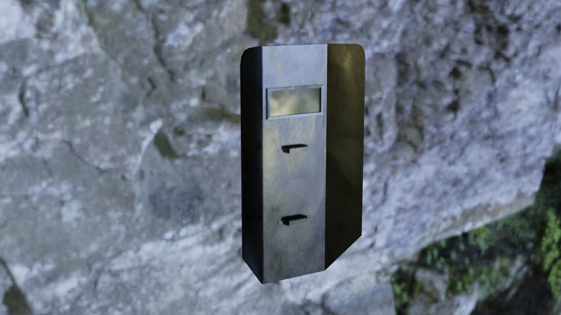 Shield metal tower with sky behind it Low-poly 3D model_17