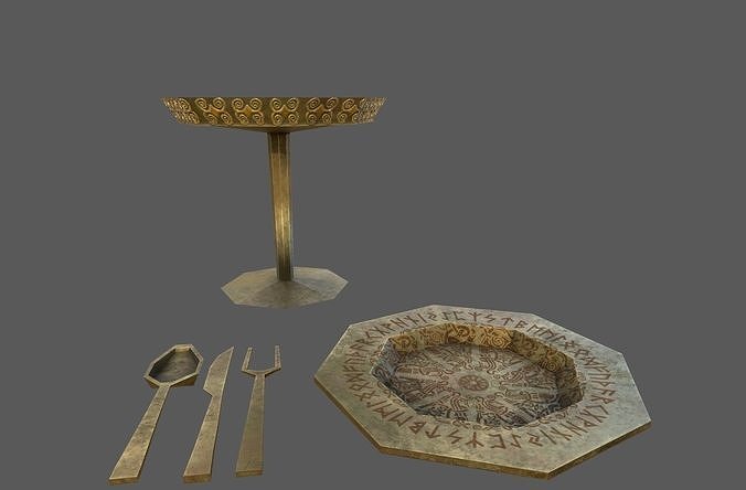 Low poly banquet utensils bundle Low-poly 3D model 2