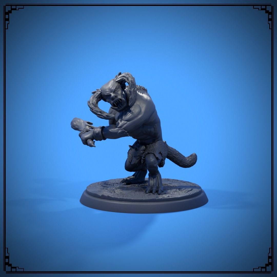 Tanarukk figurine of man in boat 3D print model_1