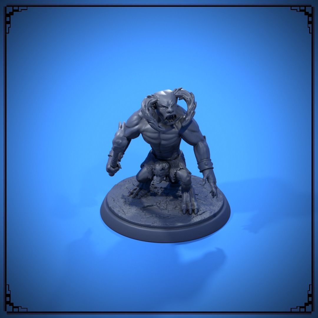 Tanarukk figurine of man in boat 3D print model_2