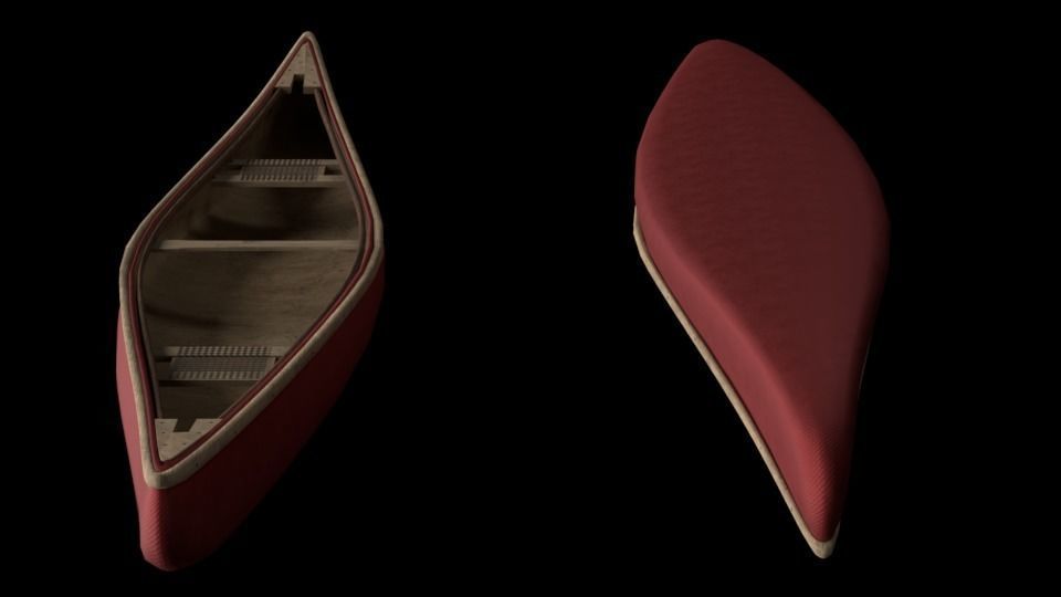 Canoe Boat For Game Object  VR - AR  Low-poly 3D model_9