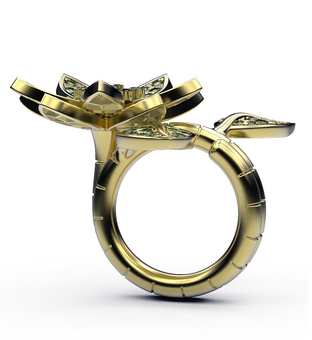 Ring Lotus 3D print model_3