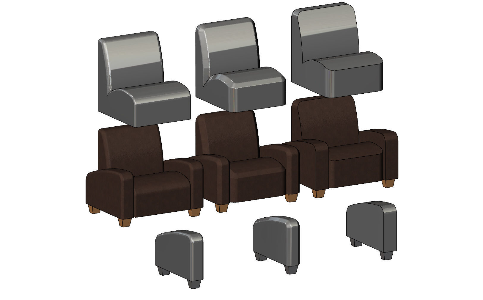 Miniature armchair mockups props  3D print model_1