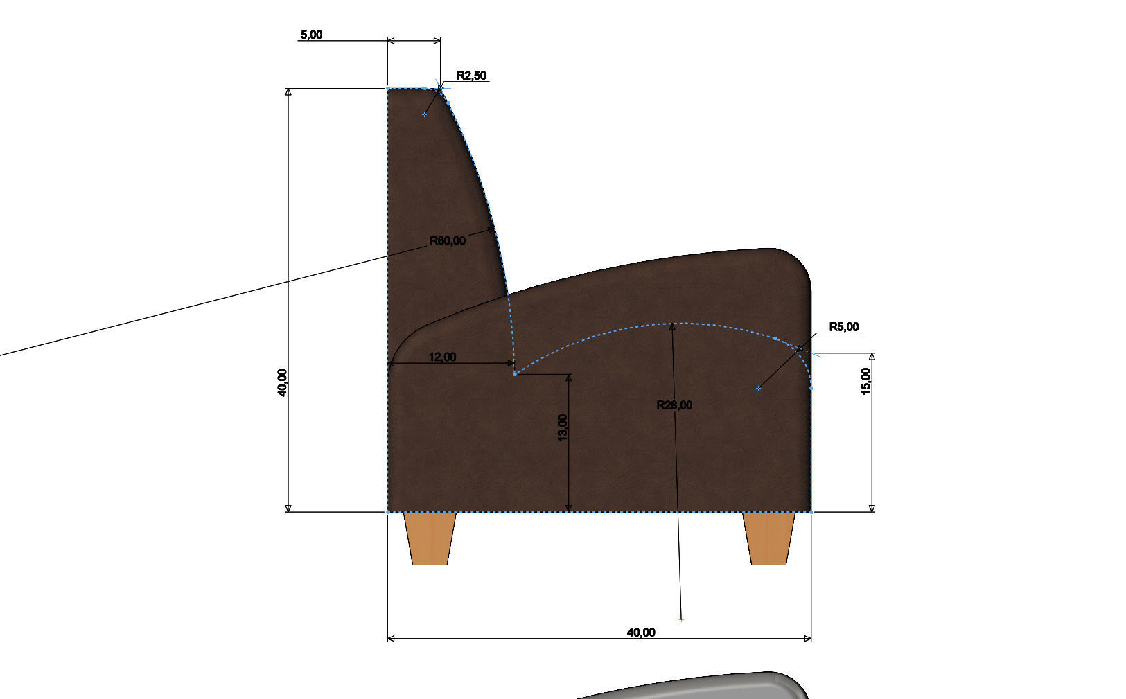 Miniature armchair mockups props  3D print model_3