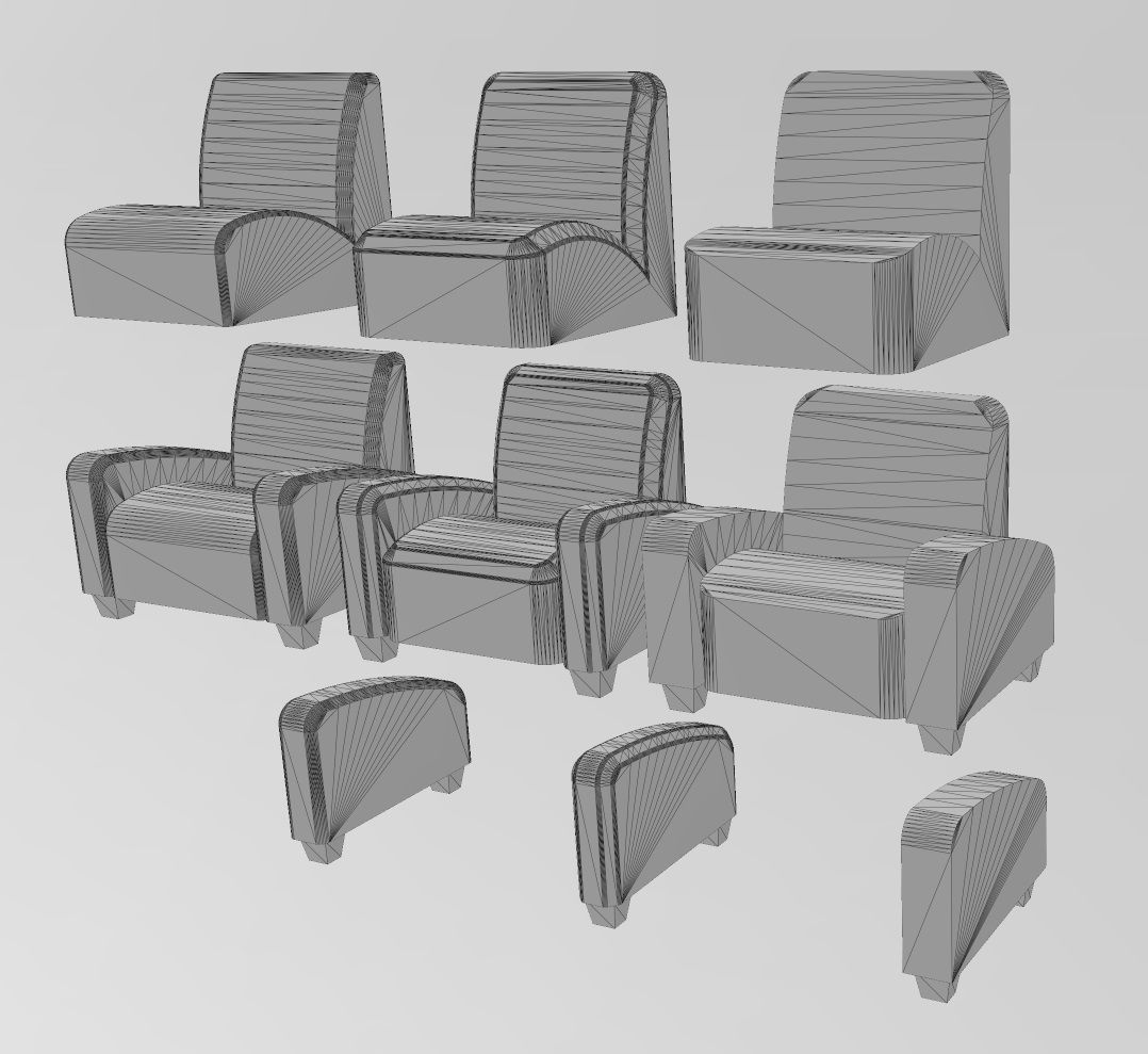 Miniature armchair mockups props  3D print model_10