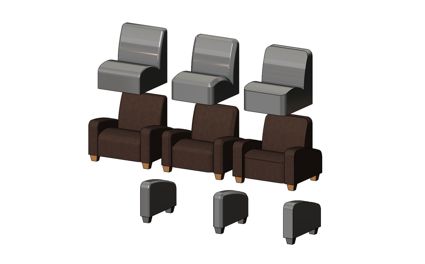 Miniature armchair mockups props  3D print model_6