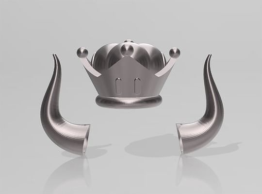 Bowsette super crown and Horn full set files for 3D Printing 3D print model
