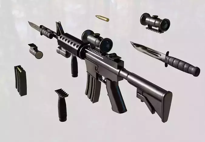 M4 Rifle Low-poly 3D model