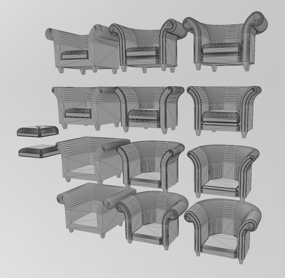Miniature armchair mockups props N02 3D print model_7