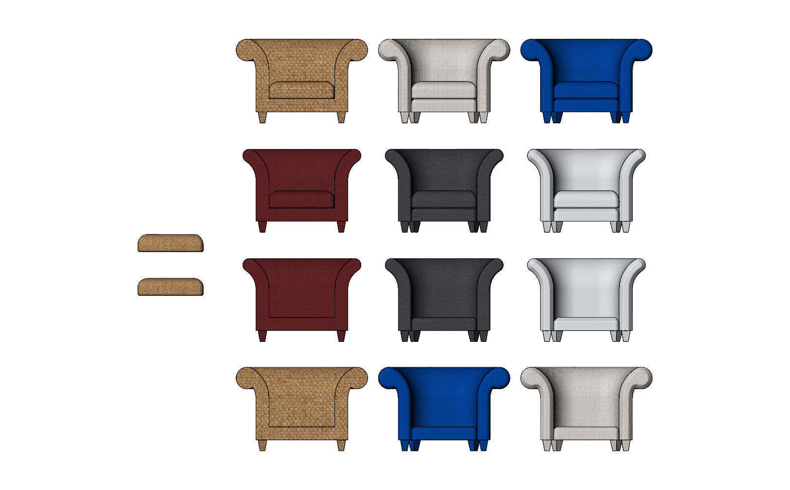 Miniature armchair mockups props N02 3D print model_1