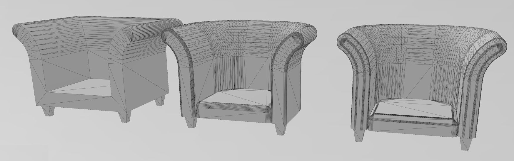Miniature armchair mockups props N02 3D print model_10