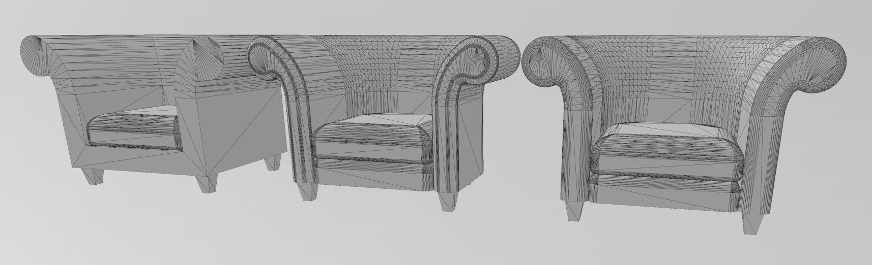 Miniature armchair mockups props N02 3D print model_8
