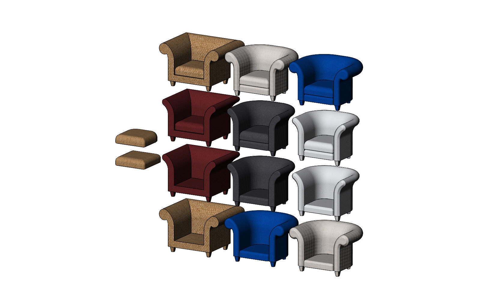 Miniature armchair mockups props N02 3D print model_2