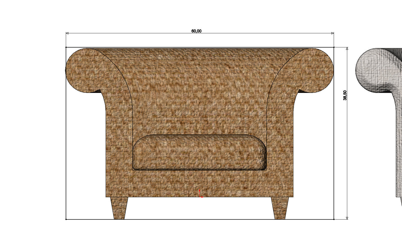 Miniature armchair mockups props N02 3D print model_5