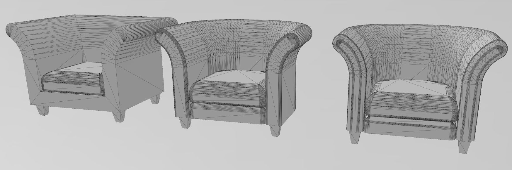 Miniature armchair mockups props N02 3D print model_9