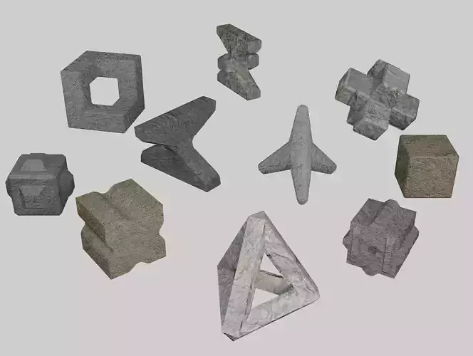 Breakwater Blocks Low-poly 3D model