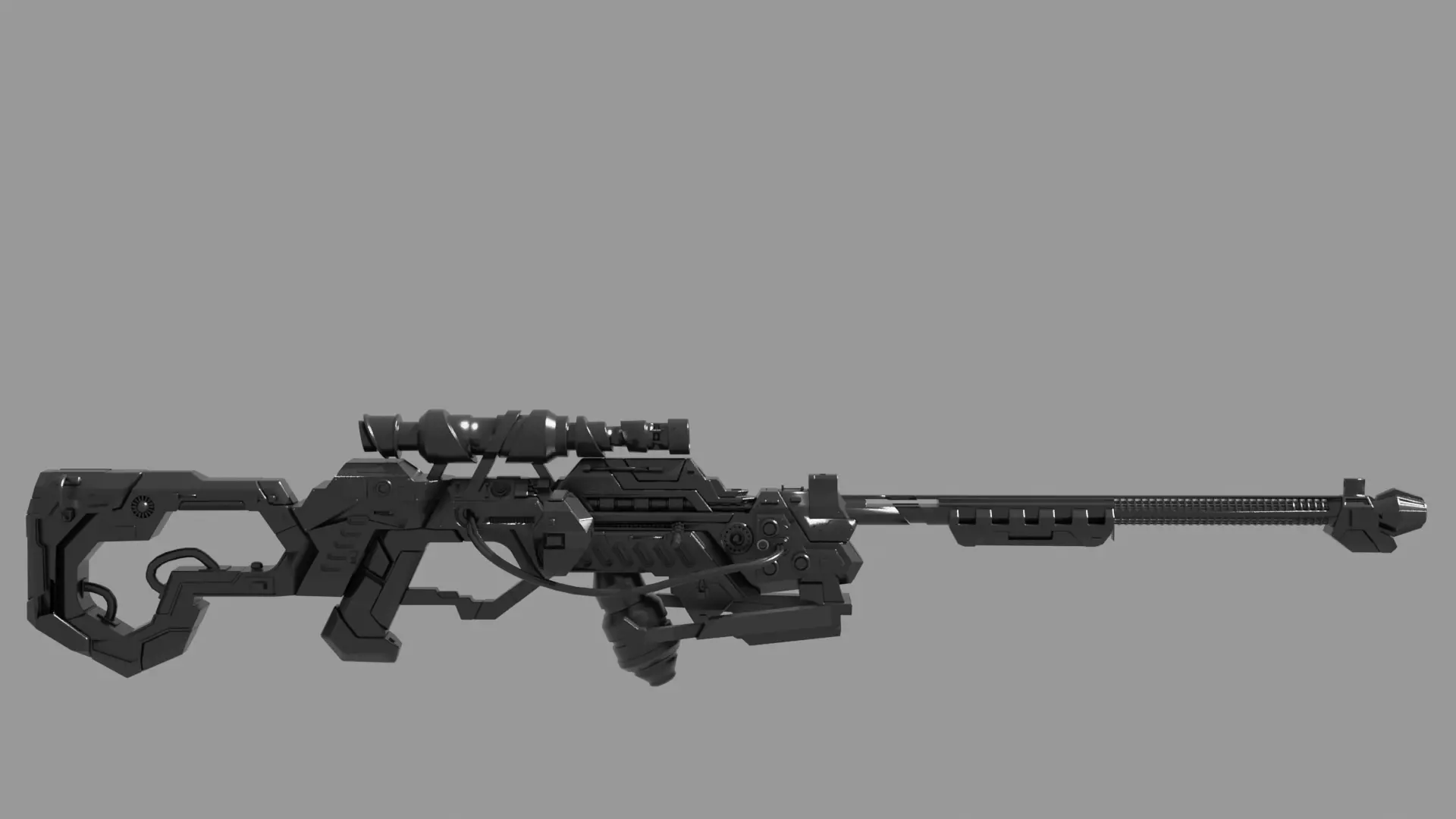 Sci fi gun 3D model_0