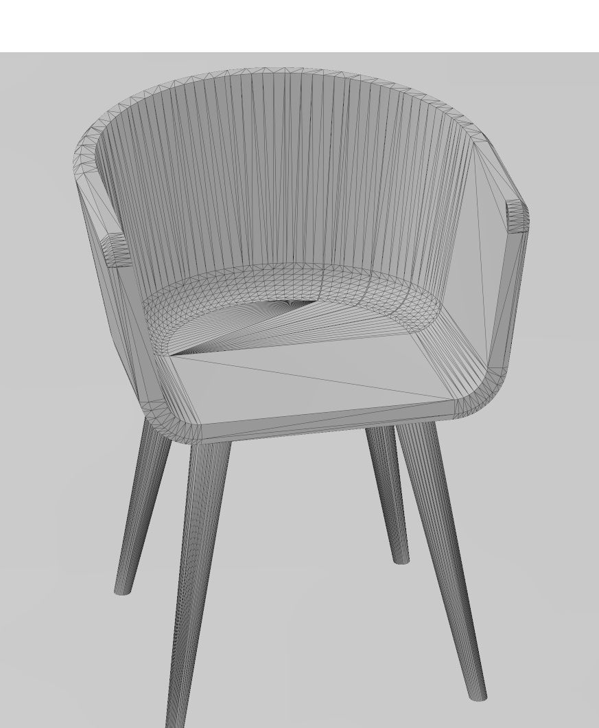 Miniature modern bentwood armchair mockups N02 3D print model_11
