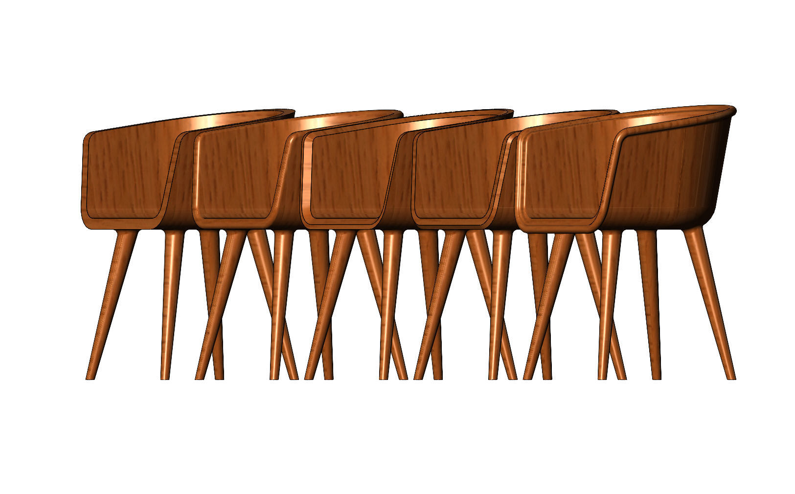 Miniature modern bentwood armchair mockups N02 3D print model_5