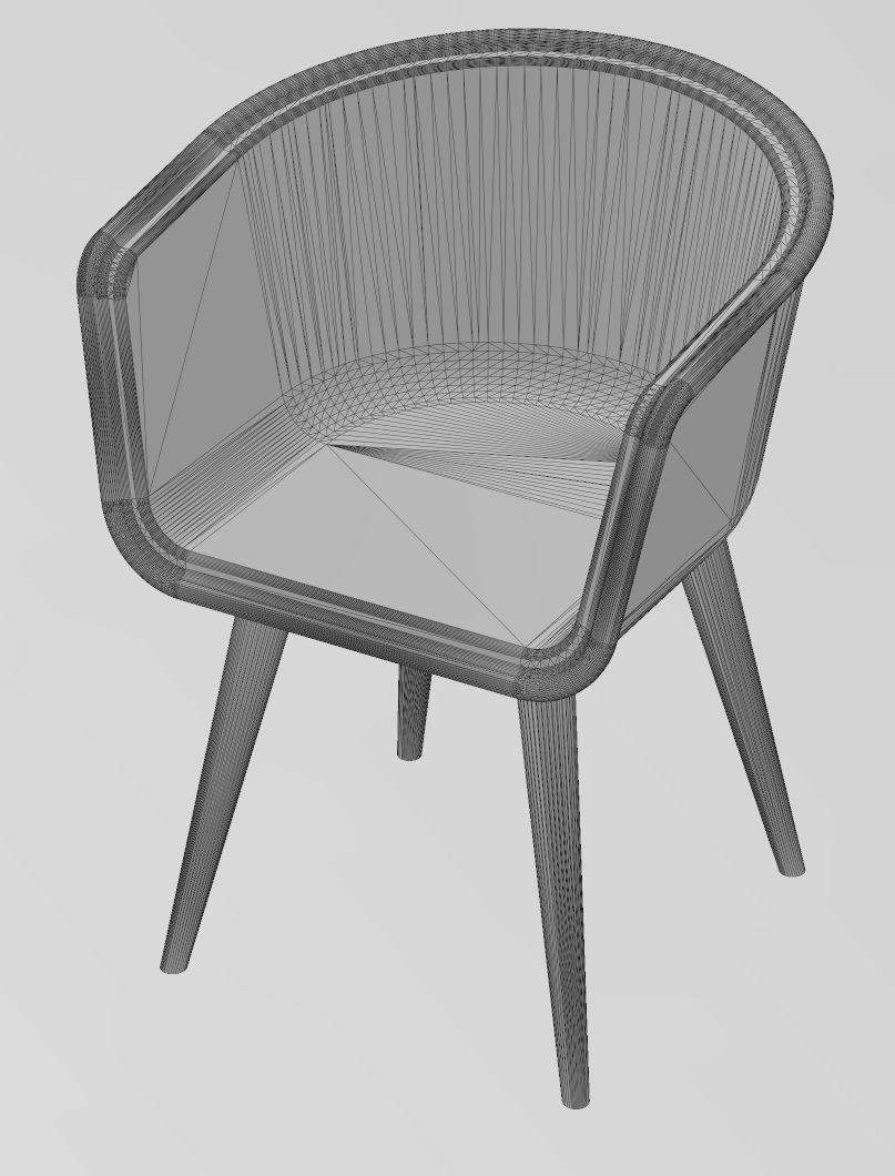 Miniature modern bentwood armchair mockups N02 3D print model_10
