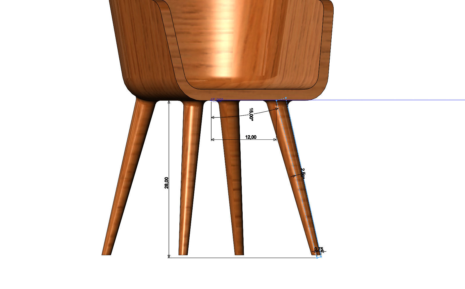 Miniature modern bentwood armchair mockups N02 3D print model_9