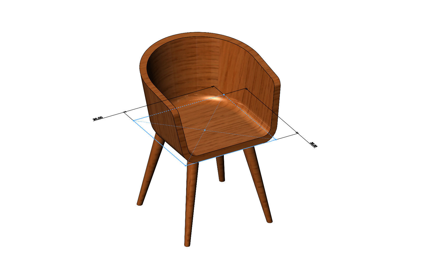 Miniature modern bentwood armchair mockups N02 3D print model_6