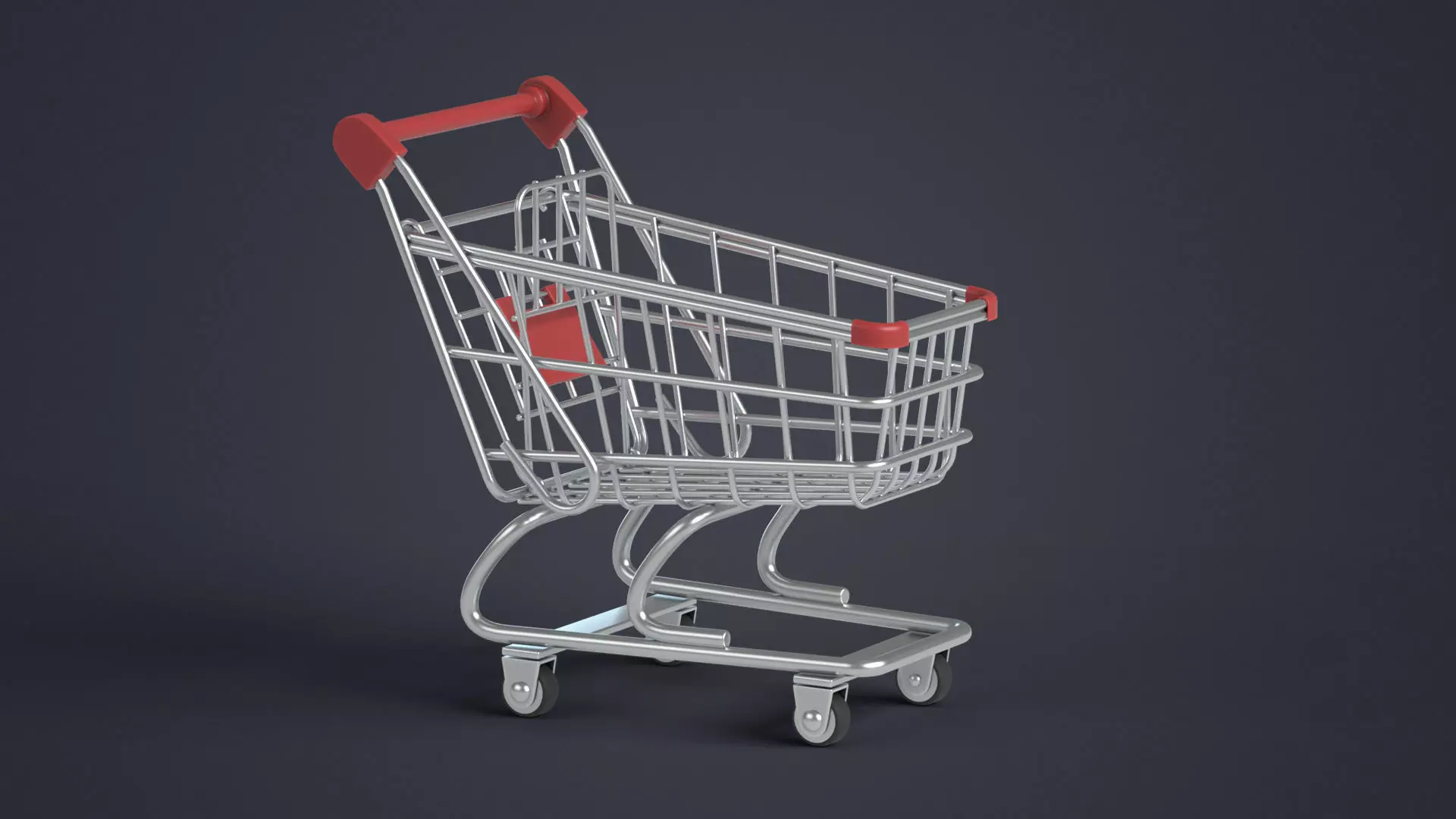 Shopping Cart Low-poly 3D model_0