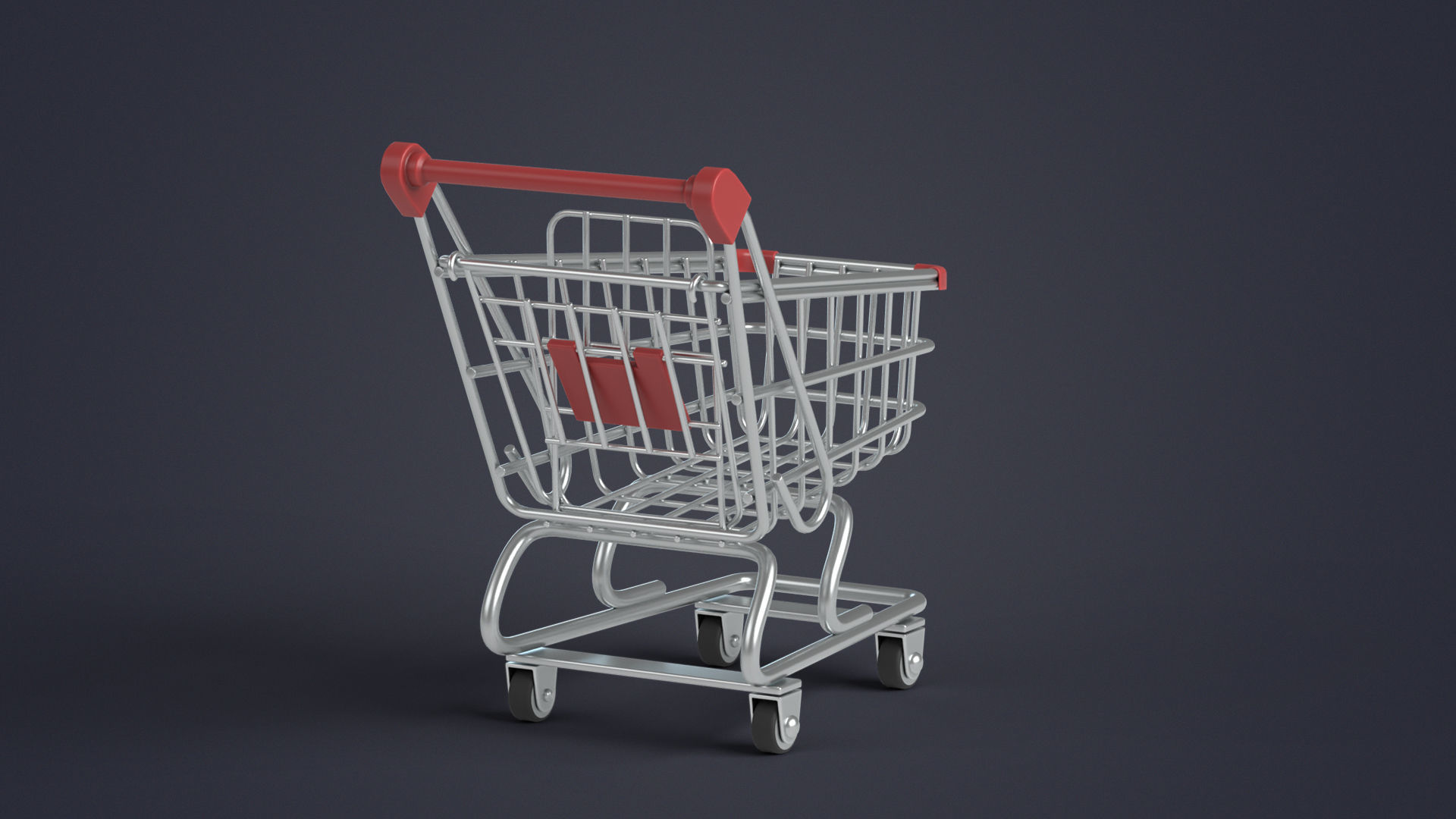 Shopping Cart Low-poly 3D model_8