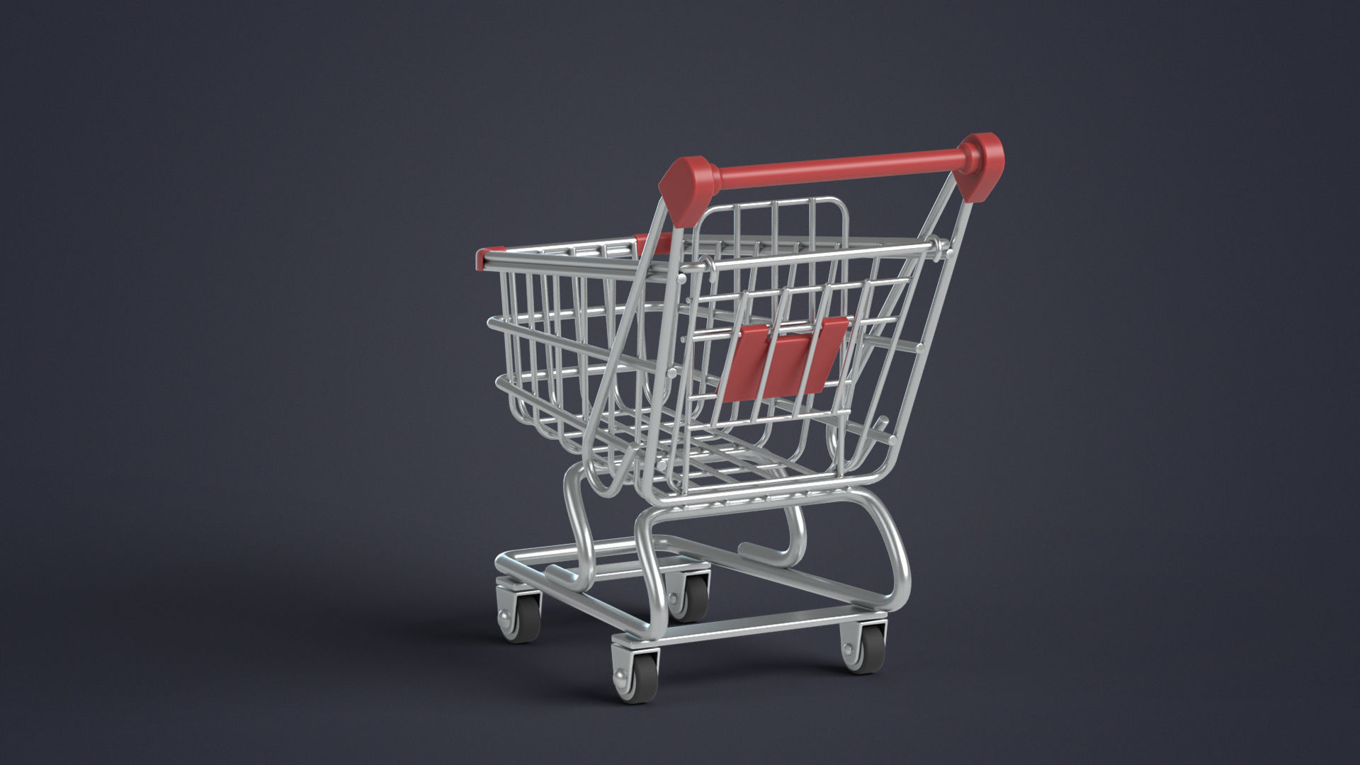 Shopping Cart Low-poly 3D model_10