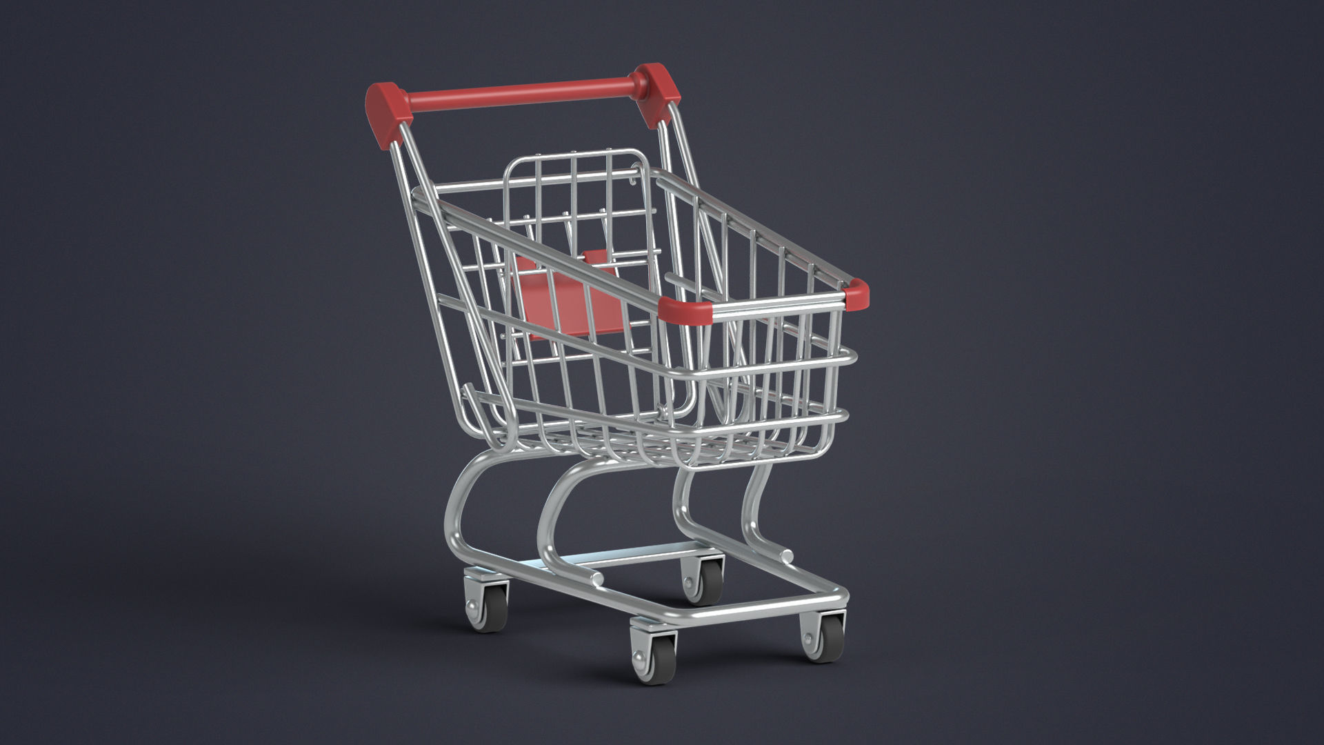 Shopping Cart Low-poly 3D model_4