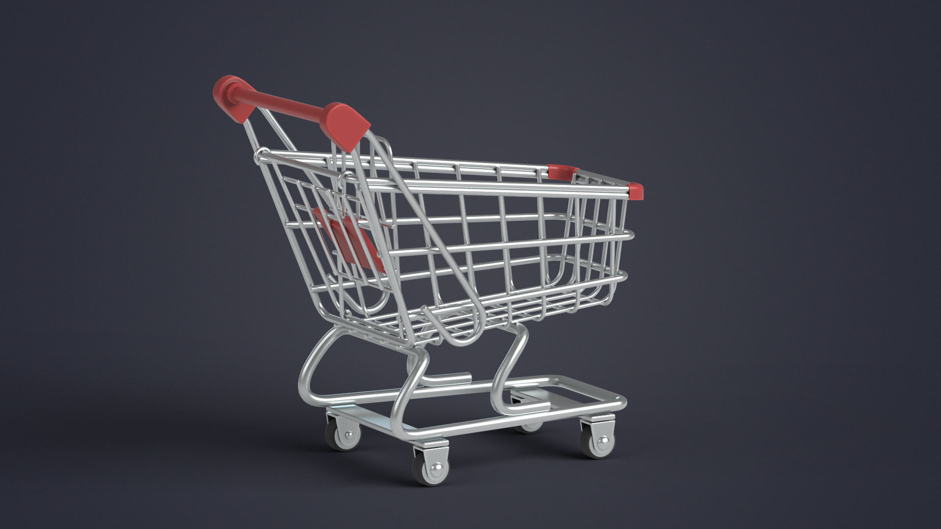 Shopping Cart Low-poly 3D model_7