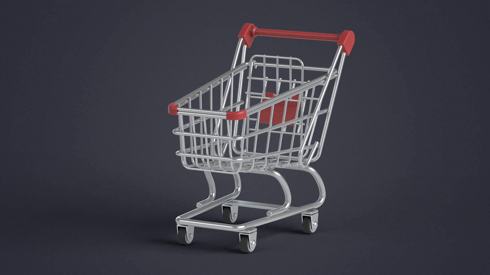 Shopping Cart Low-poly 3D model_14